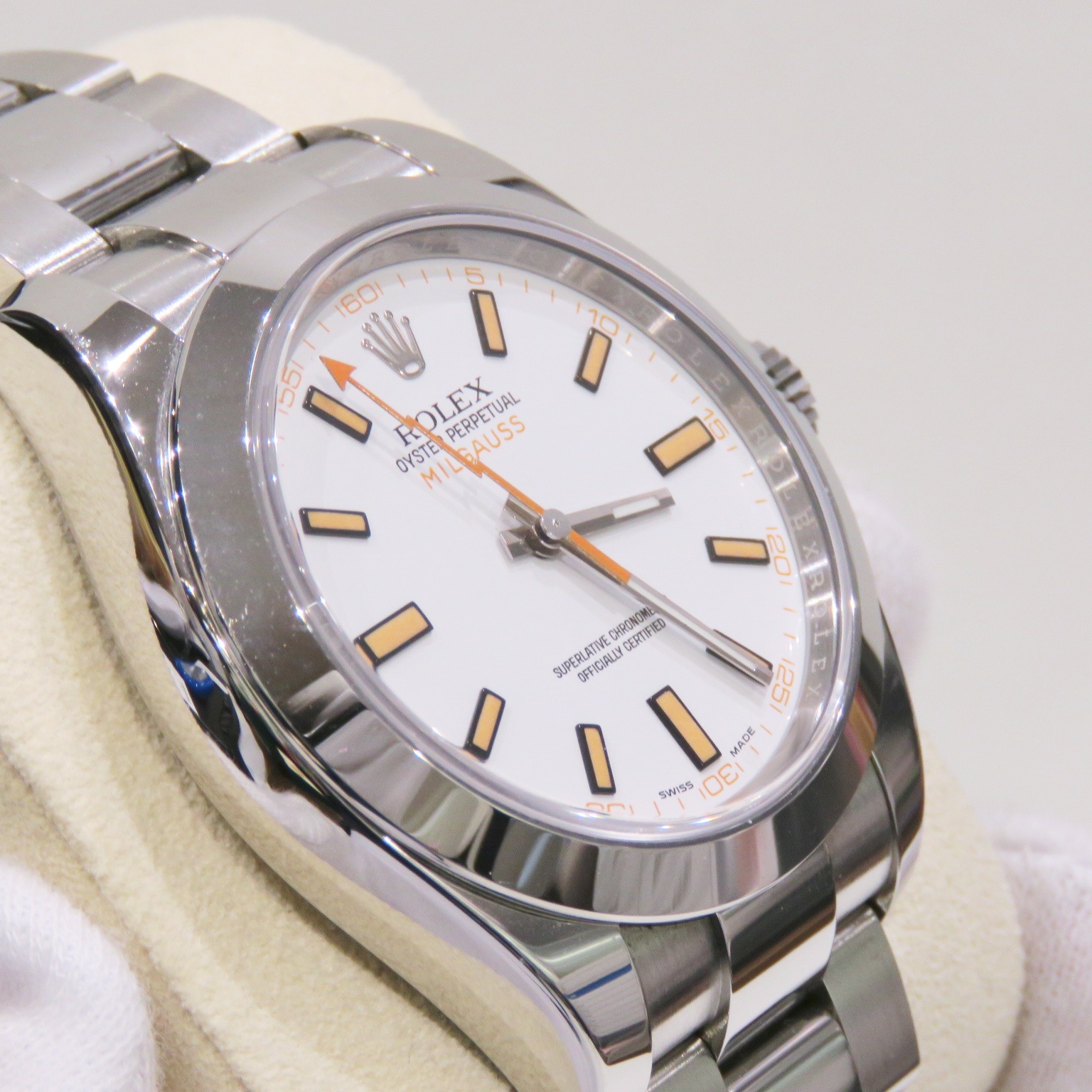 ROLEX (����å���) �ߥ륬���� �ӻ��� 116400 �ۥ磻�� SS ���������� ̤Ĵ�� ��°�ʴ��� ������� W-221 ���Ź