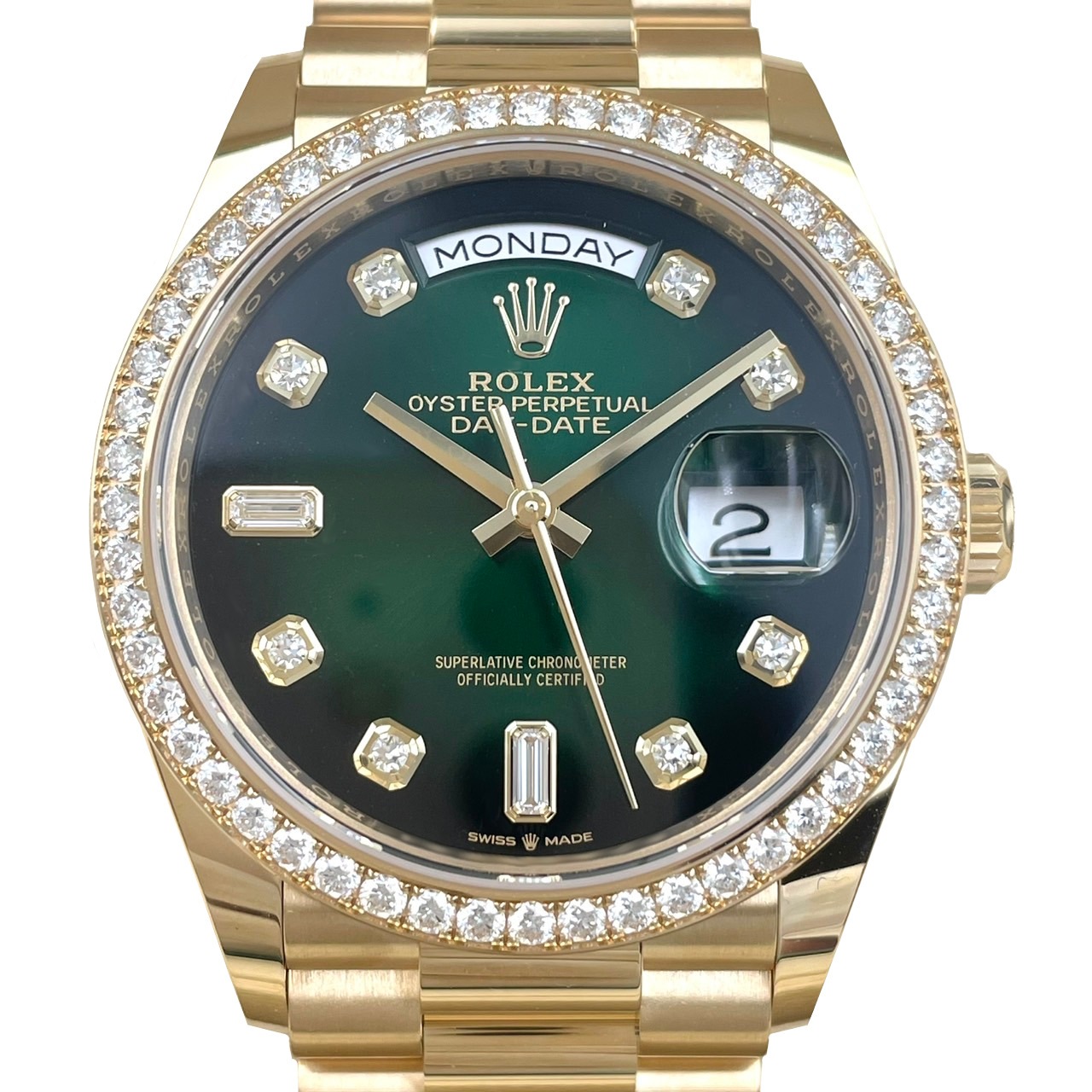 デゲン ROLEX(ロレックス) デイデイト36 128348RBR グリーンオンブレ 10P