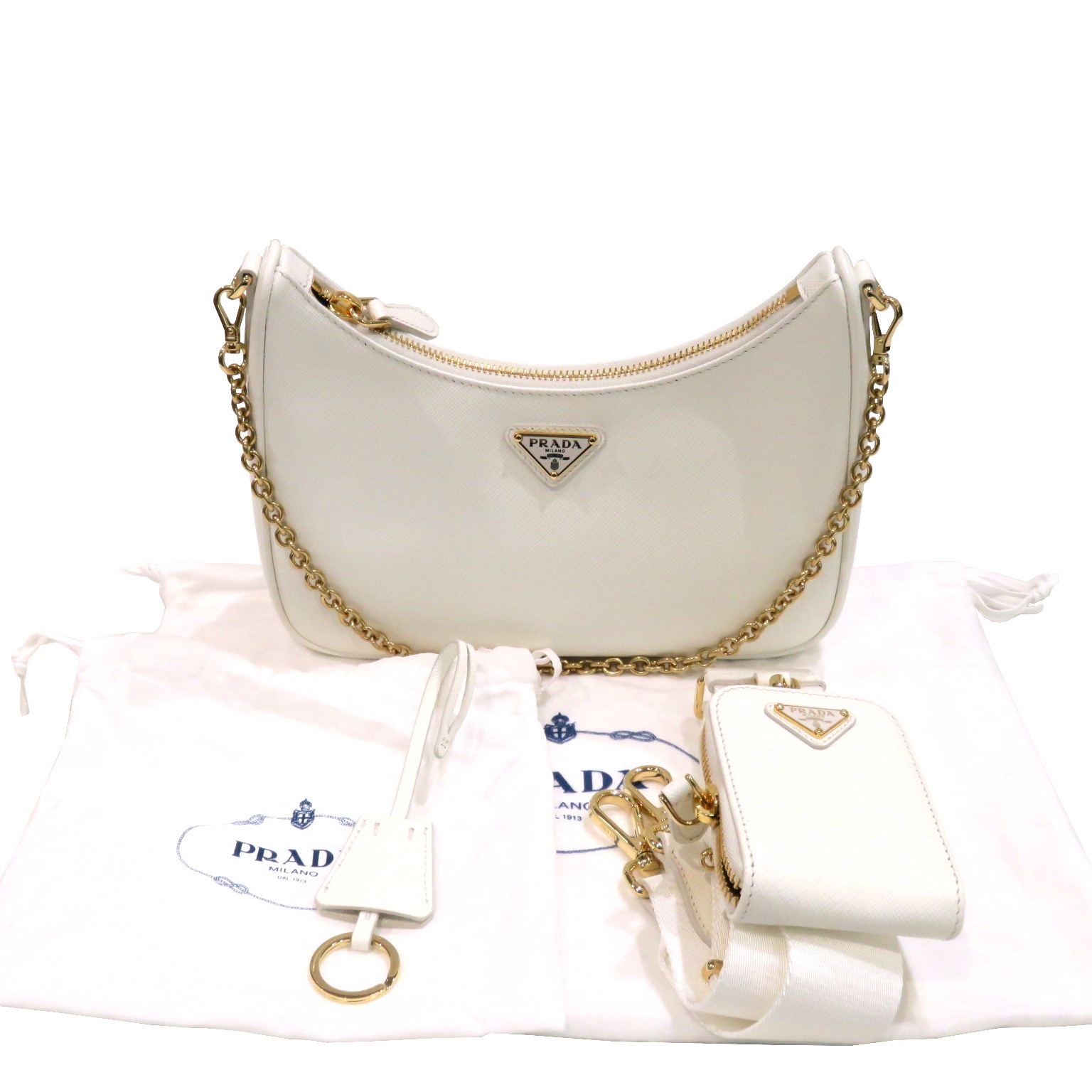 PRADA (�ץ��) Re-Edition 2005 ���ե������Υ쥶�� �Хå� ���������Хå� 1BH204_NZV_F02EN_V_V2M �ۥ磻�� �쥶�� ���A N237 ���Ź