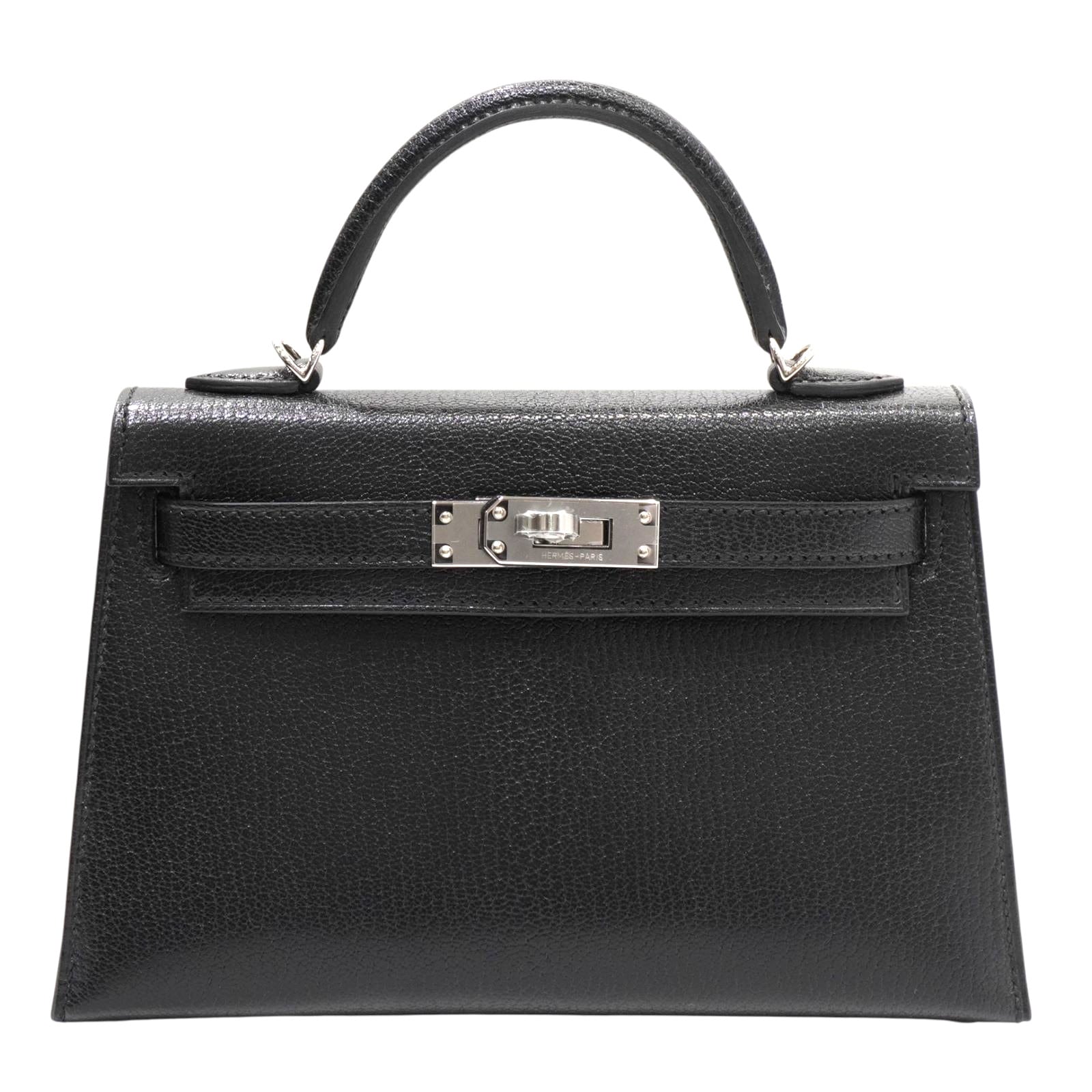 HERMES (エルメス) ミニケリーⅡ ブラック(SV金具) シェーブルシャム
