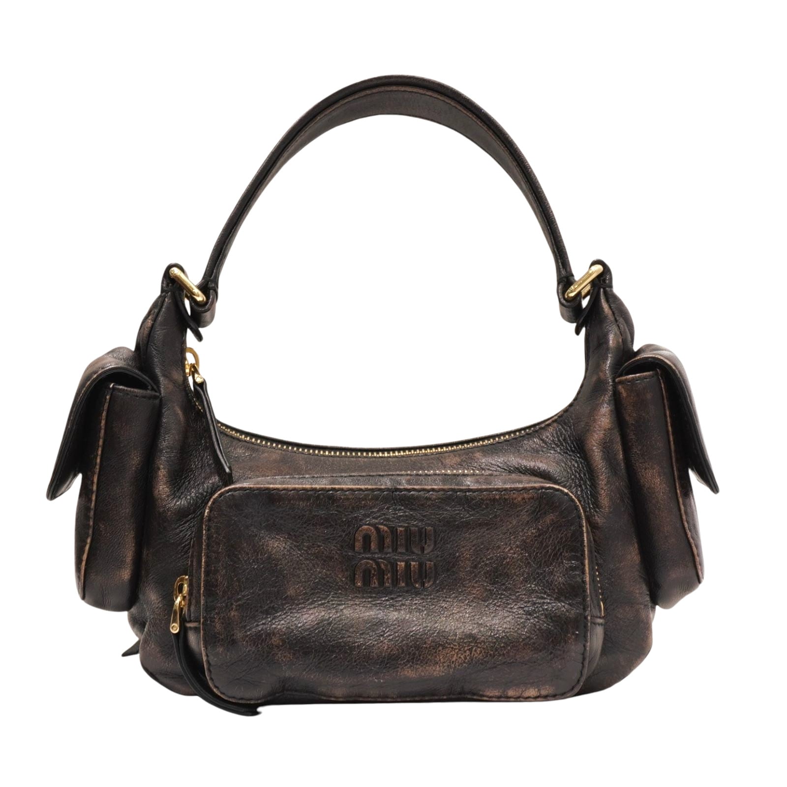 ミュウミュウ ブラック ビジネスバッグ ミュウミュウ ハンドバッグ レディース ブランド MIUMIU レザー