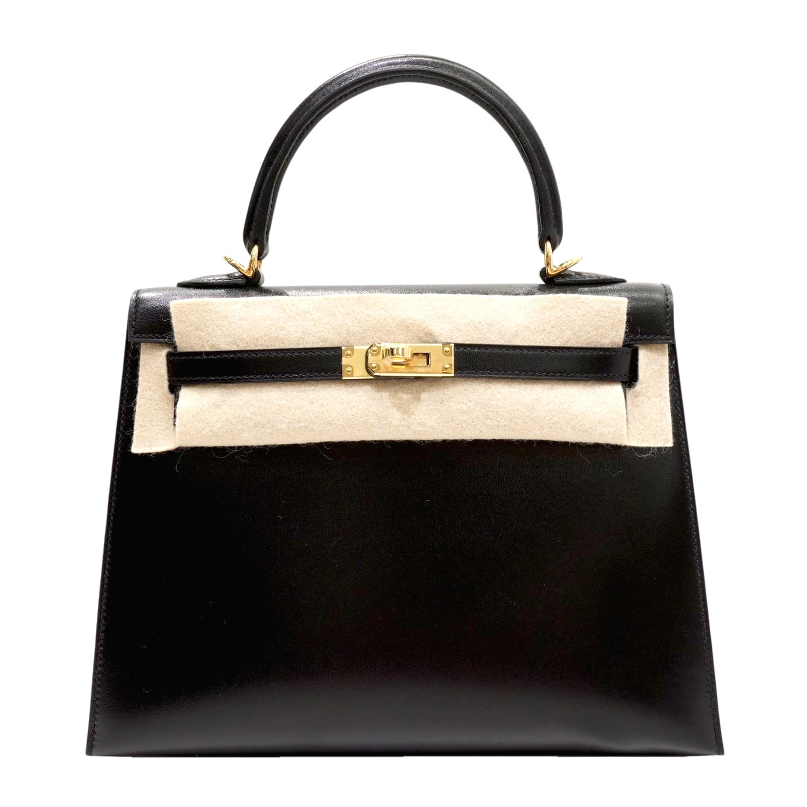 HERMES (エルメス) ケリー25 セリエ ブラック(G金具) ボックスカーフ W