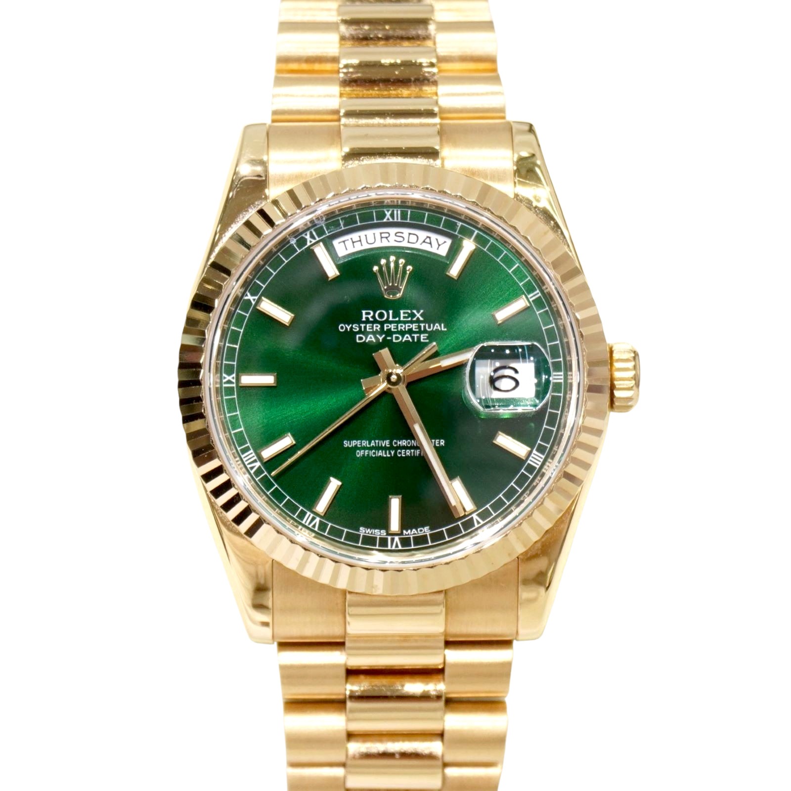 F-200 ROLEX (ロレックス) デイデイト36 腕時計 118238 グリーン YG