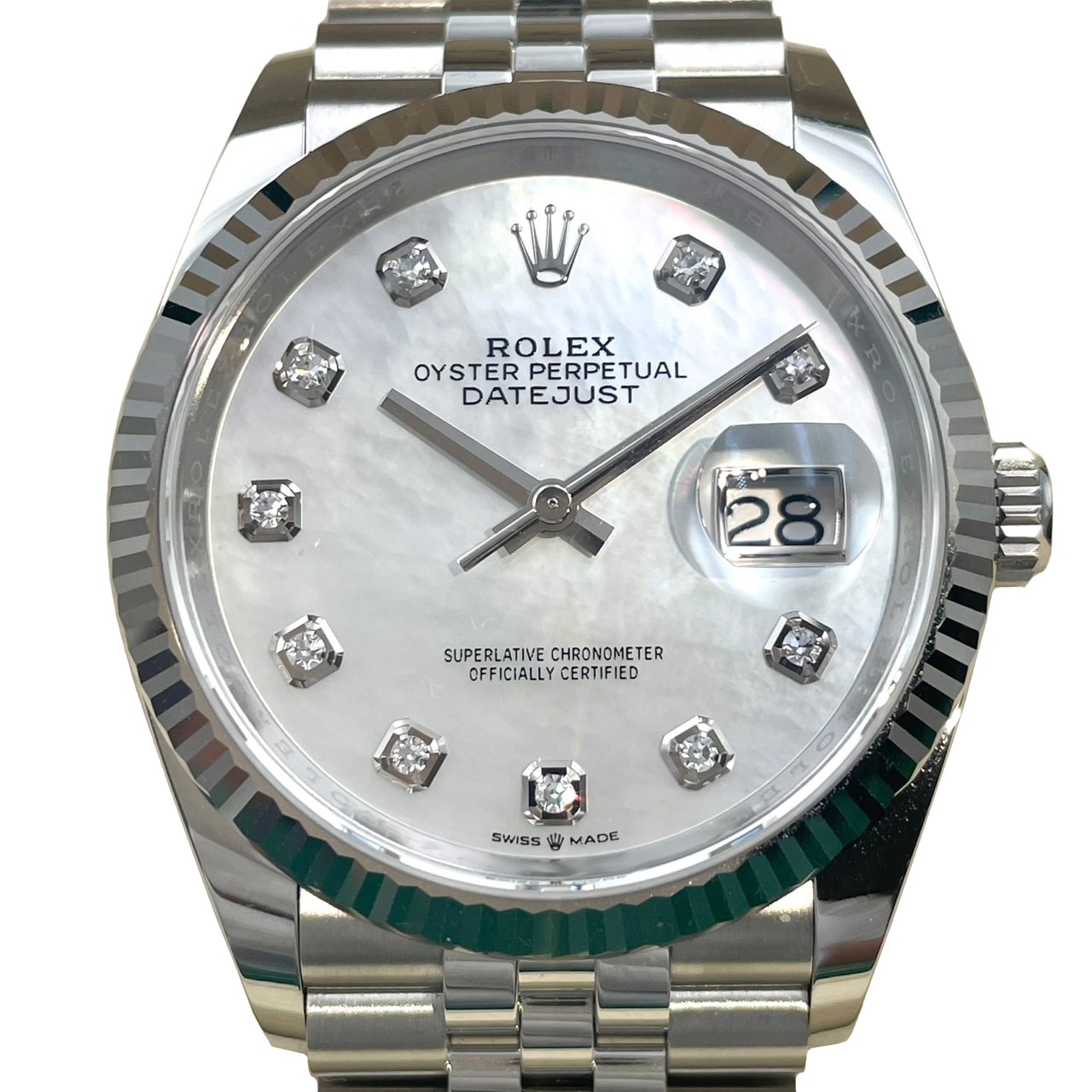 ROLEX(ロレックス) デイトジャスト36 126234 ホワイトシェル 10Pダイヤ 