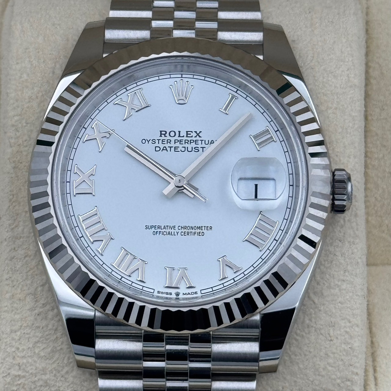 ROLEX (����å���) �ǥ��ȥ��㥹��41 126334 �ۥ磻�� SS/WG ����� ���ض�Ź ST-154