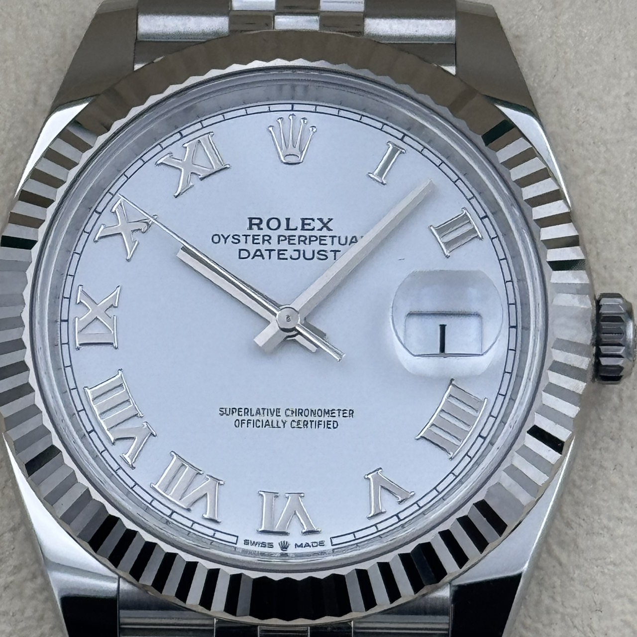 ROLEX (����å���) �ǥ��ȥ��㥹��41 126334 �ۥ磻�� SS/WG ����� ���ض�Ź ST-154