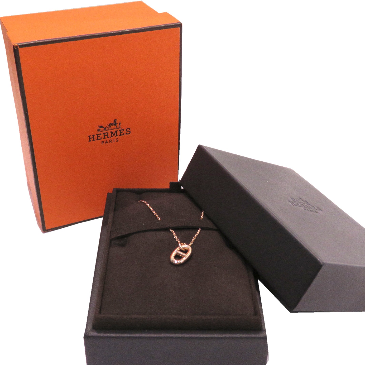 HERMES (����᥹) �������̥��󥯥� �ե����ɡ��� �ͥå��쥹 K18PG ̤���� W345 ���Ź