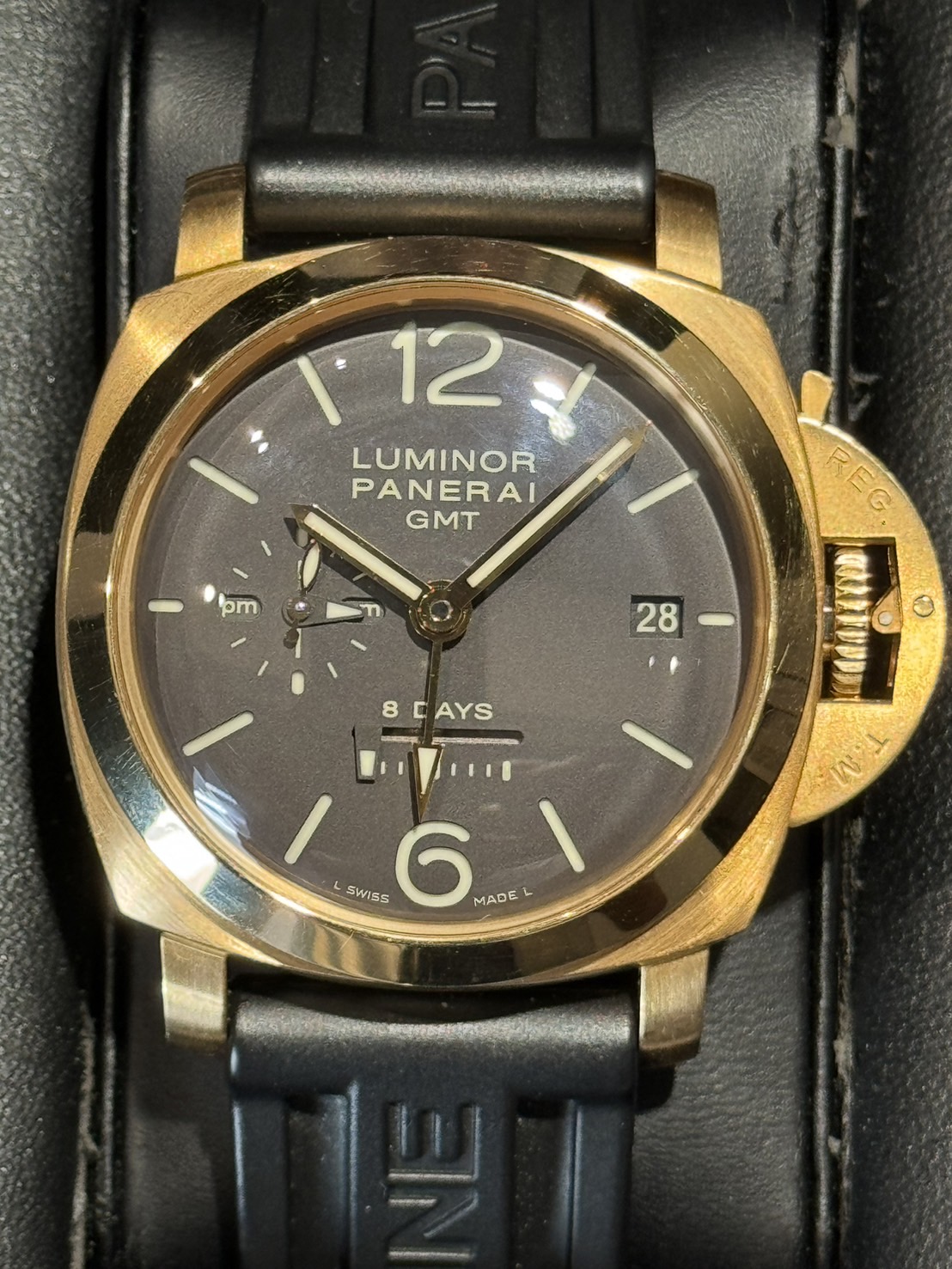 PANERAI(�ѥͥ饤) ��ߥΡ���1950 8�ǥ��� GMT44mm PAM00289 �֥�å� PG�ߥ�С� ����� ���ض�Ź CAT-197