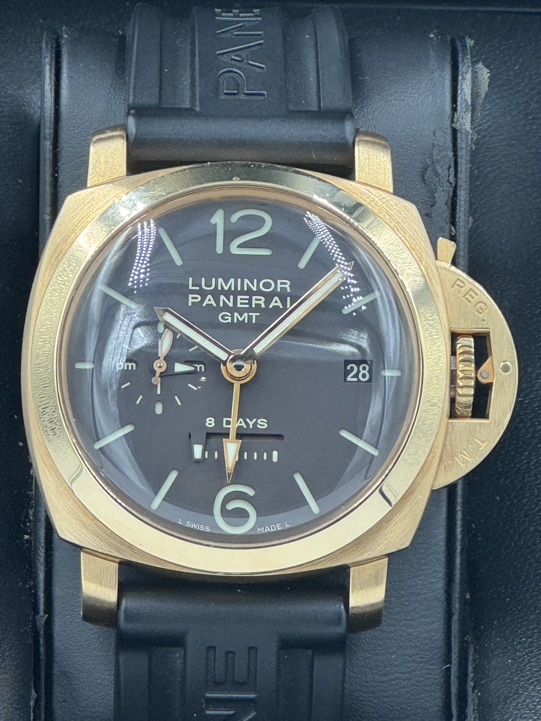 PANERAI(�ѥͥ饤) ��ߥΡ���1950 8�ǥ��� GMT44mm PAM00289 �֥�å� PG�ߥ�С� ����� ���ض�Ź CAT-197