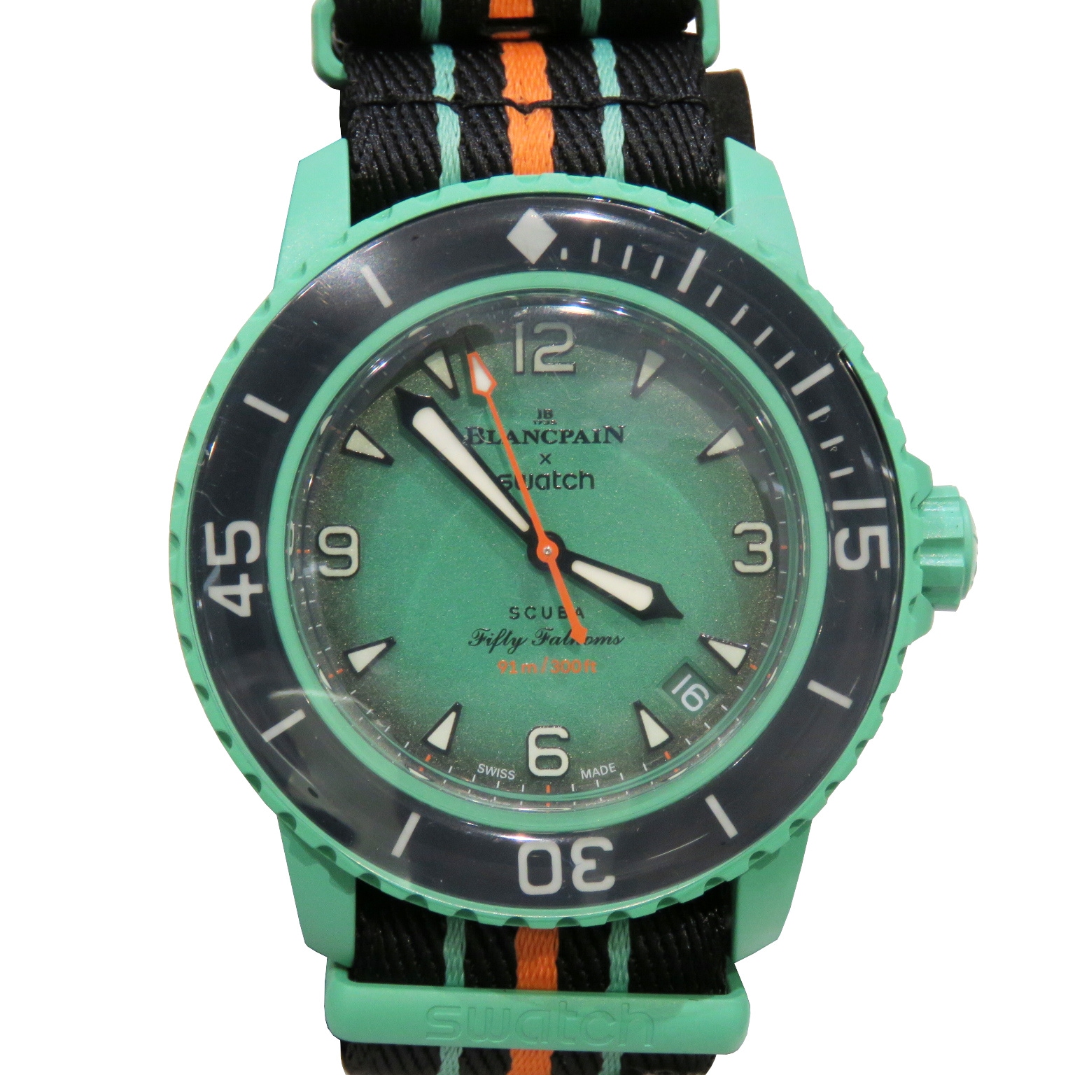 Blancpain x Swatch (�֥��ѥ�ߥ������å�) �Х�������ߥå� �������� �ե��եƥ��ե����ॹ ����ǥ����󥪡������ �ӻ��� SO35I100 �֥�å��ߥ��꡼�� ����ߥå�/���ȥ�å� ��°�ʴ��� ̤���� A-074 ���Ź