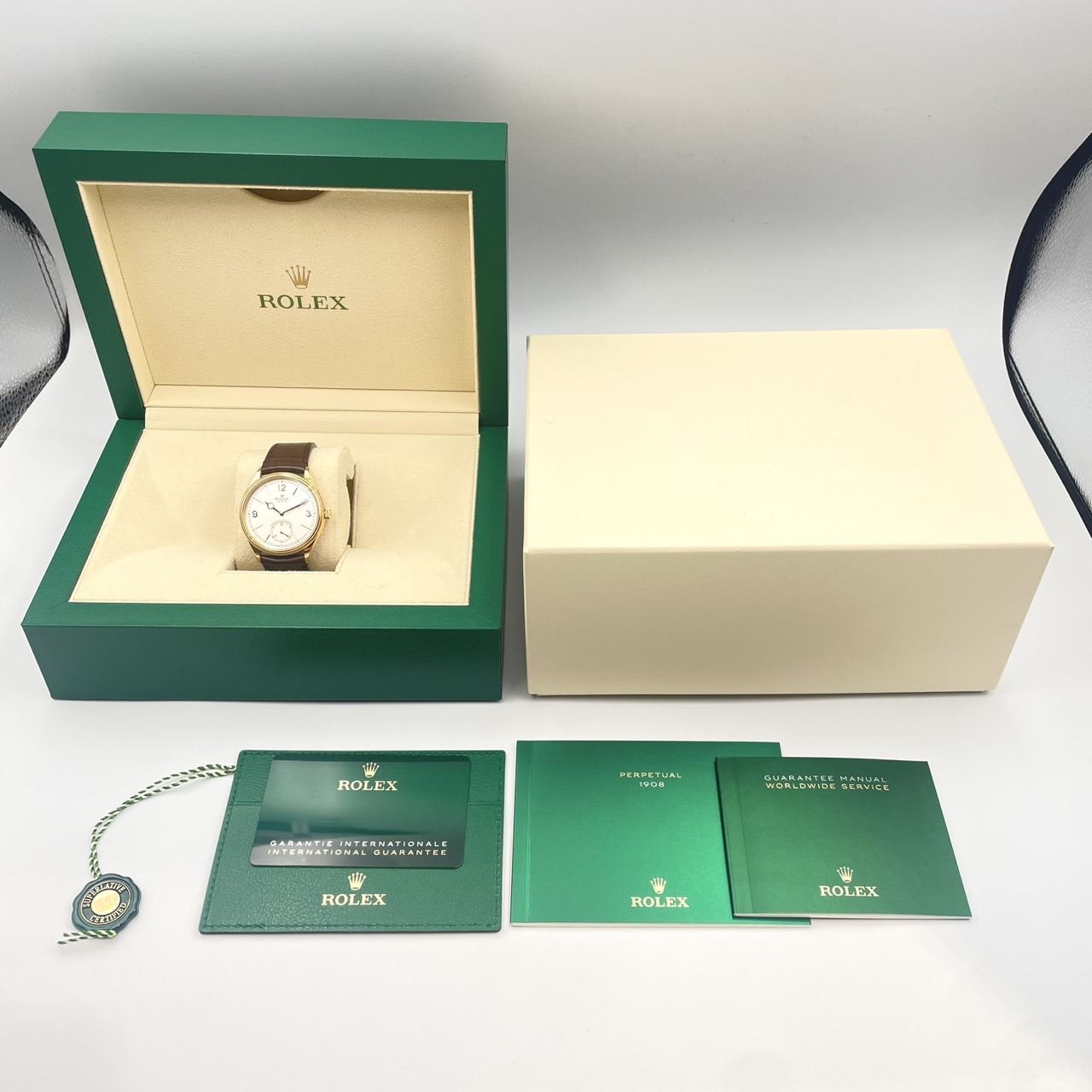 ROLEX(����å���) 1908 52508 �ۥ磻�� K18YG/�쥶�� 2024ǯ4�� ������� CAT-883 (���ض�Ź)