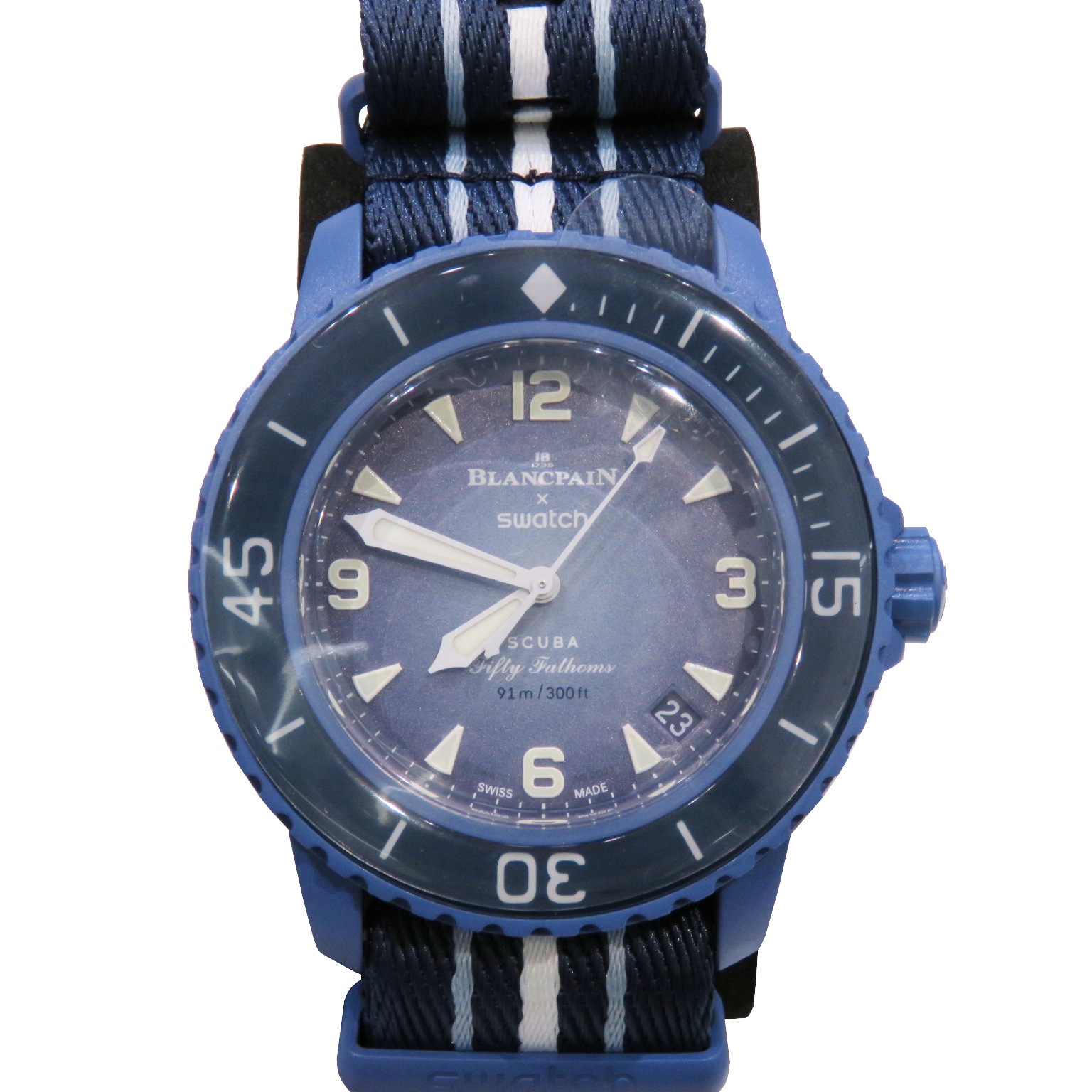 Blancpain x Swatch (�֥��ѥ�ߥ������å�) �Х�������ߥå� �������� �ե��եƥ��ե����ॹ ���ȥ��ƥ��å���������� �ӻ��� SO35A100 �֥�å��ߥ֥롼 ����ߥå�/���ȥ�å� ��°�ʴ��� ̤���� Z-066 ���Ź