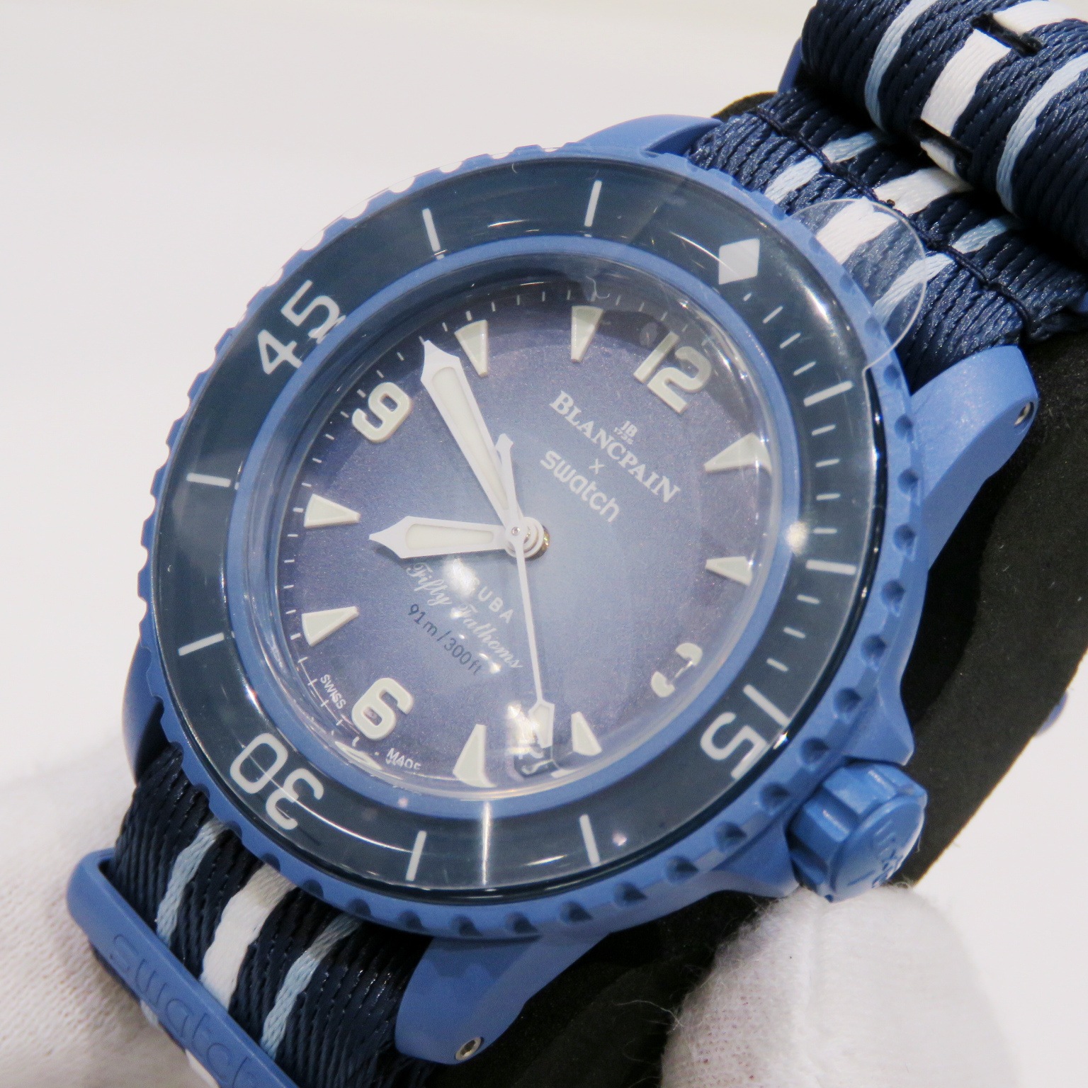 Blancpain x Swatch (�֥��ѥ�ߥ������å�) �Х�������ߥå� �������� �ե��եƥ��ե����ॹ ���ȥ��ƥ��å���������� �ӻ��� SO35A100 �֥�å��ߥ֥롼 ����ߥå�/���ȥ�å� ��°�ʴ��� ̤���� Z-066 ���Ź