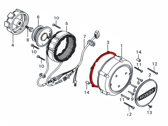 CB350F CB400F ポイントカバー ガスケット ボルト エンジン 13 ポイントカバー CB400F | エンジンカバー/カバーガスケット