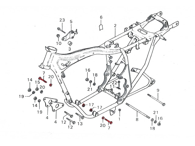 CB400F/CB350F ステンレスエンジンマウントボルト(エンジン下部) ※純正