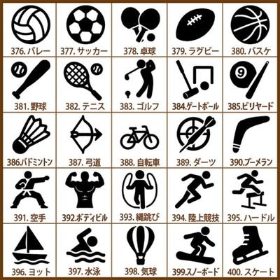 手帳用 スタンプ 1cm角 全25種類 (スポーツ)