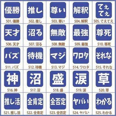 手帳・カレンダー用 スタンプ 3サイズ 全25種類 (文字-サブカル系)
