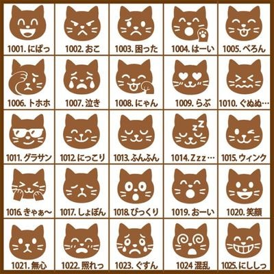 手帳・カレンダー用 スタンプ 3サイズ 全25種類 (猫-表情B)