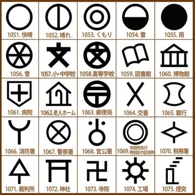 手帳・カレンダー用 スタンプ 3サイズ 全25種類 (天気・地図記号A)