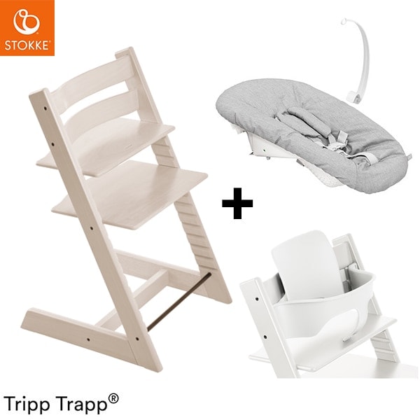 ストッケトリップトラップ　ベビーセット ブラウンホワイト ストッケ(STOKKE)｜トリップトラップ｜チェア＆ベビーセット