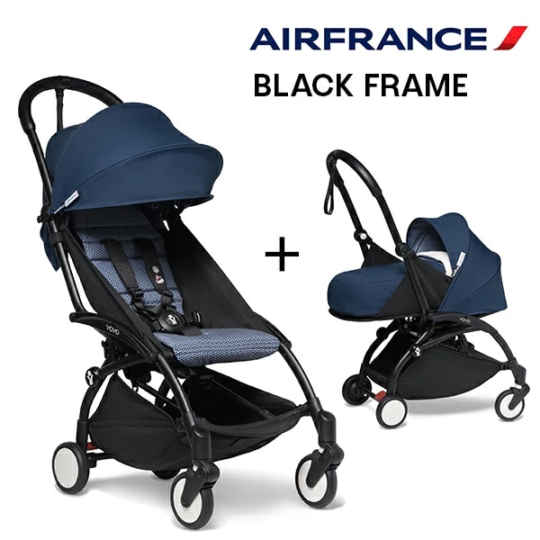 Babyzen yoyo ブラックフレーム　カップホルダー付　エールフランス柄 STOKKE YOYO3 0+6+ベビーカー エールフランス ブラックフレーム