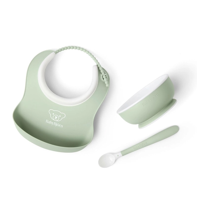 ベビービョルン] ベビーフィーディングセット（3点セット） – blossom39 ONLINE SHOP BabyBj?rn スモールベビービブ パウダーグリーン ベビースプーンフォーク