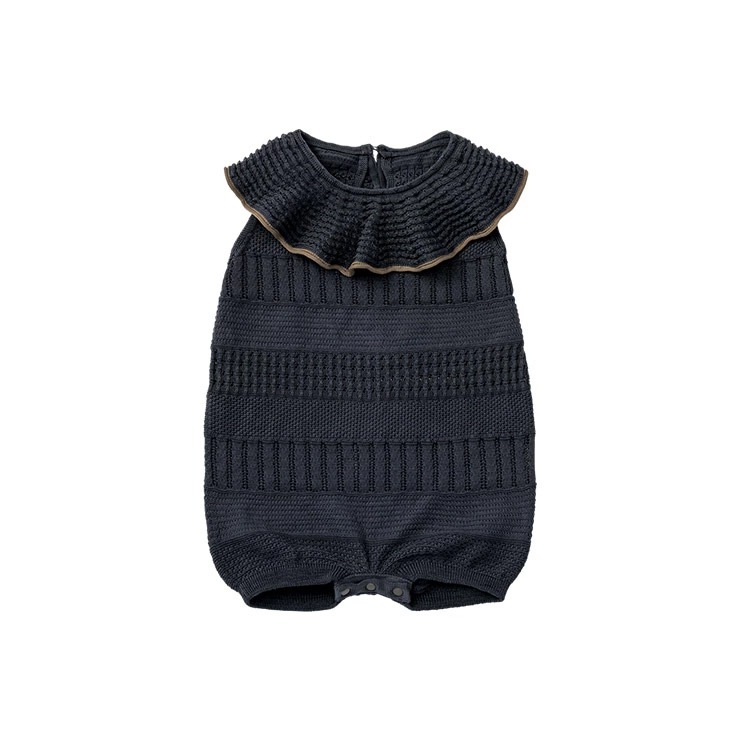 MARLMARLフリル襟ロンパース グレー 80cm MARLMARLフリル襟ロンパース