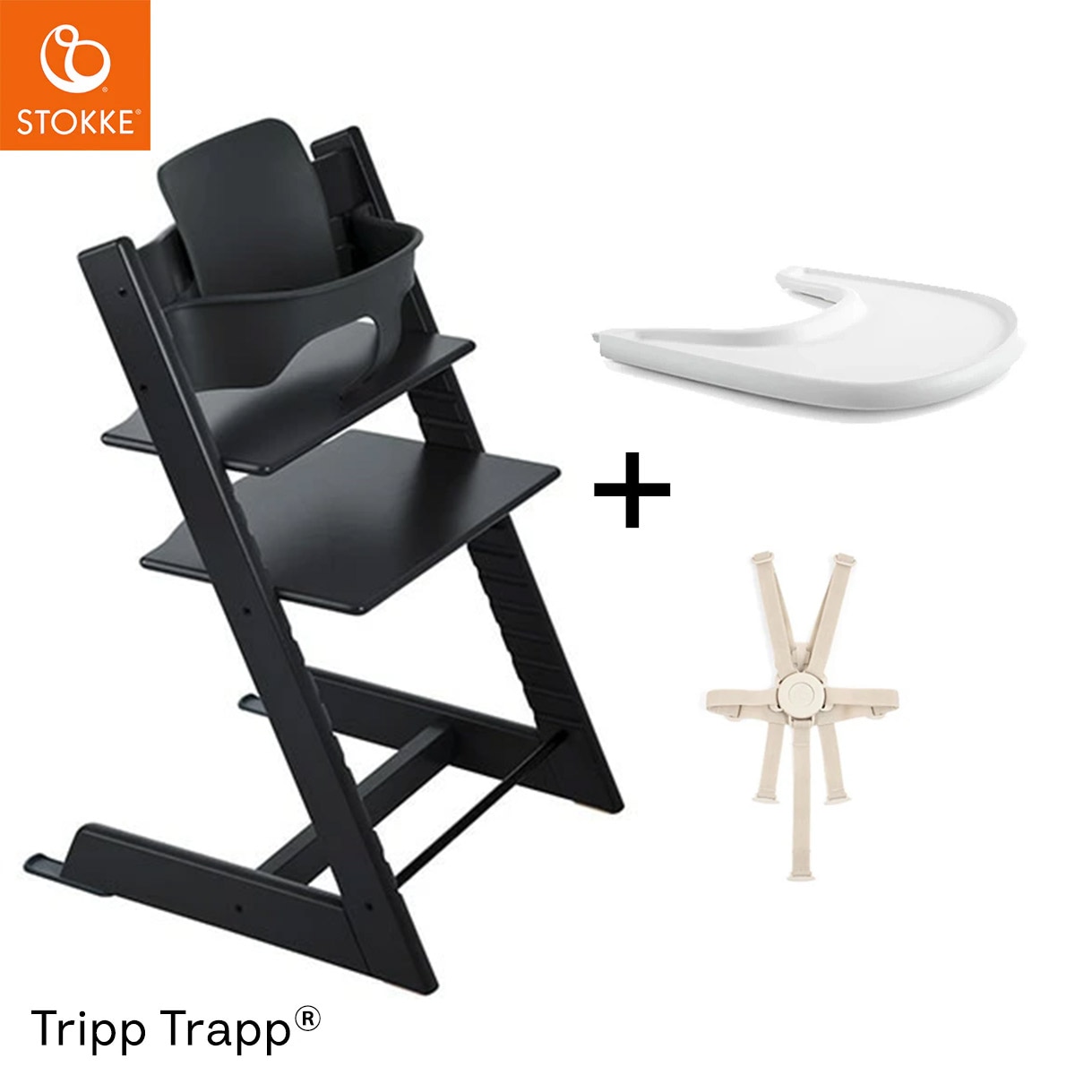 �����ָ��� ���å���� �ץ쥼����դ�����STOKKE ���ȥå� ��4 in1 Υ�������åȡ� �ȥ�åץȥ�å� + �٥ӡ����å� + �ϡ��ͥ� + �ȥ쥤 / �֥�å�