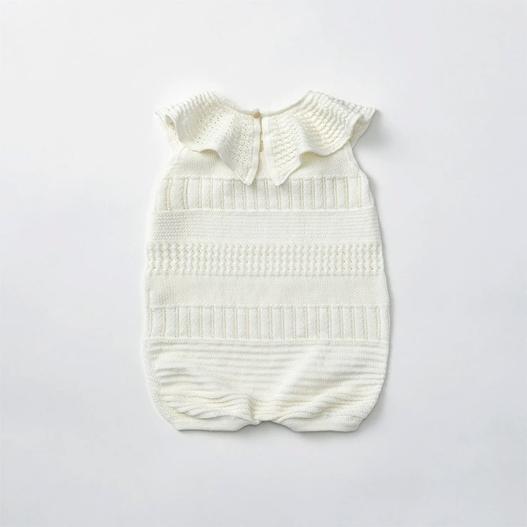 MARLMARL マールマール ニットフリルロンパース (70-80cm) / シロ