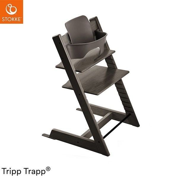 美品　ストッケ　トリップトラップ　ヘイジーグレー　ベビーセット&トレイ付　No4 新型】ストッケトリップトラップ ヘイジーグレー ベビーセット&トレイ