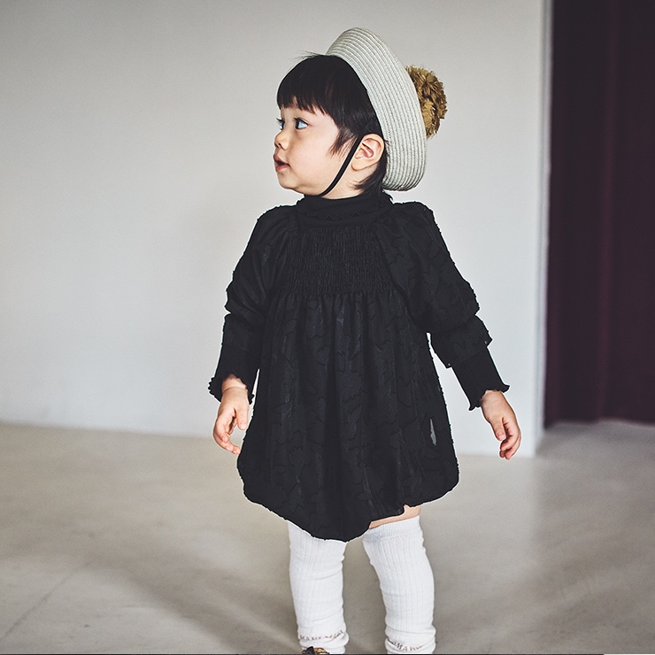 MARLMARL (マールマール) ポンパドール ロンパース / リーフブラック