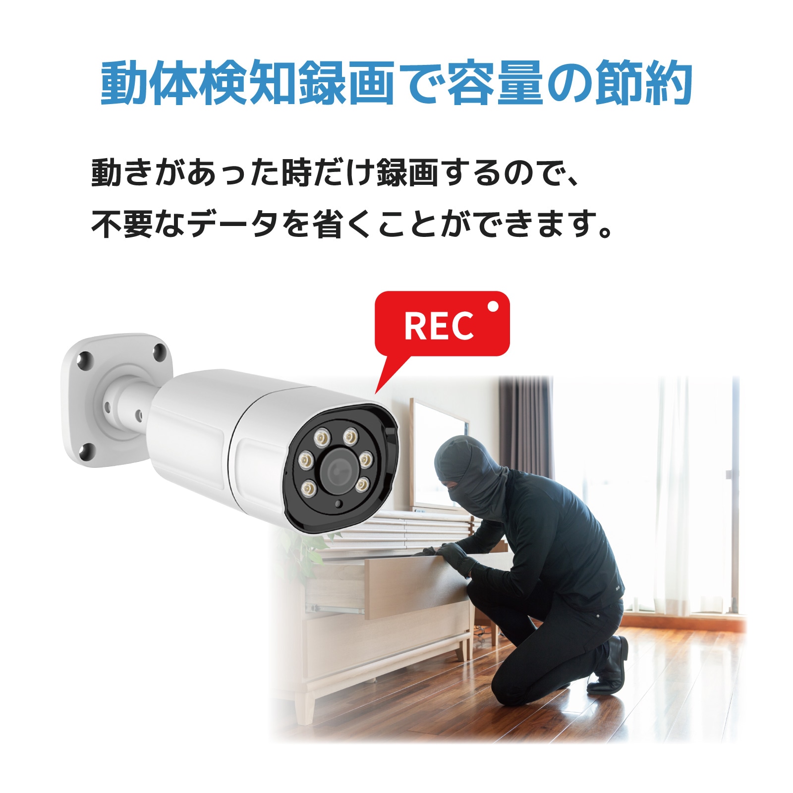 夜間フルカラー PoE給電500万画素防犯カメラ（1台）・録画機 4TB・15.6