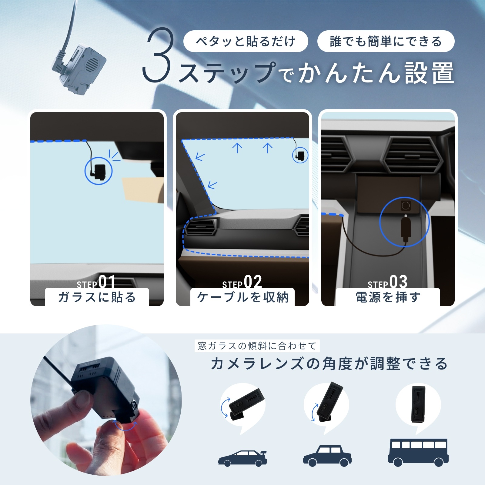 【超小型ドライブレコーダー】「Peta Came（ペタカメ）ドライブレコーダー」 ペタッ”と貼れる最小級ドラレコ Peta Came（ペタカメ）2K 高画質 夜間