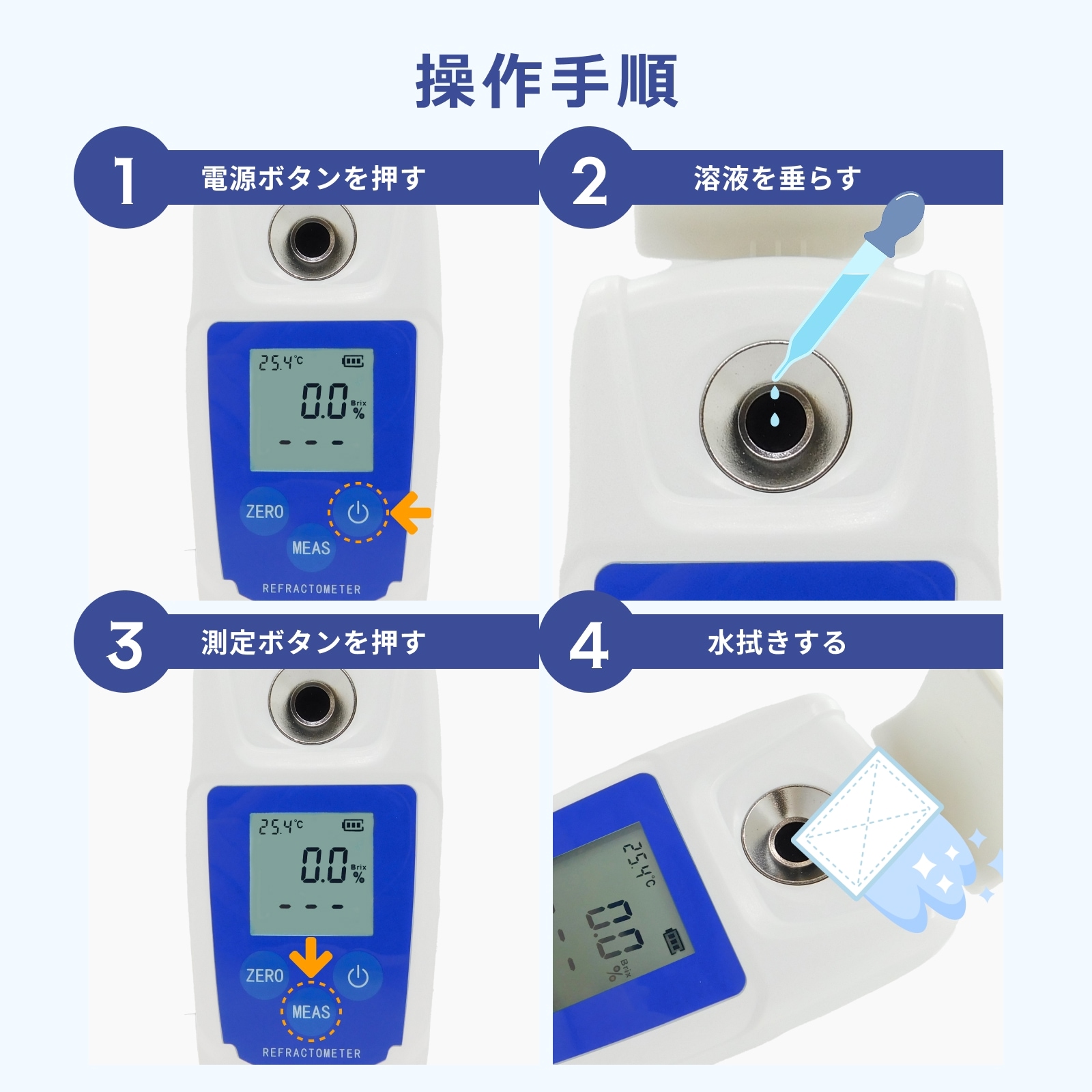 デジタル糖度計 高精度測定 3秒測定 自動温度補正 [BRIX-METER] | 日用