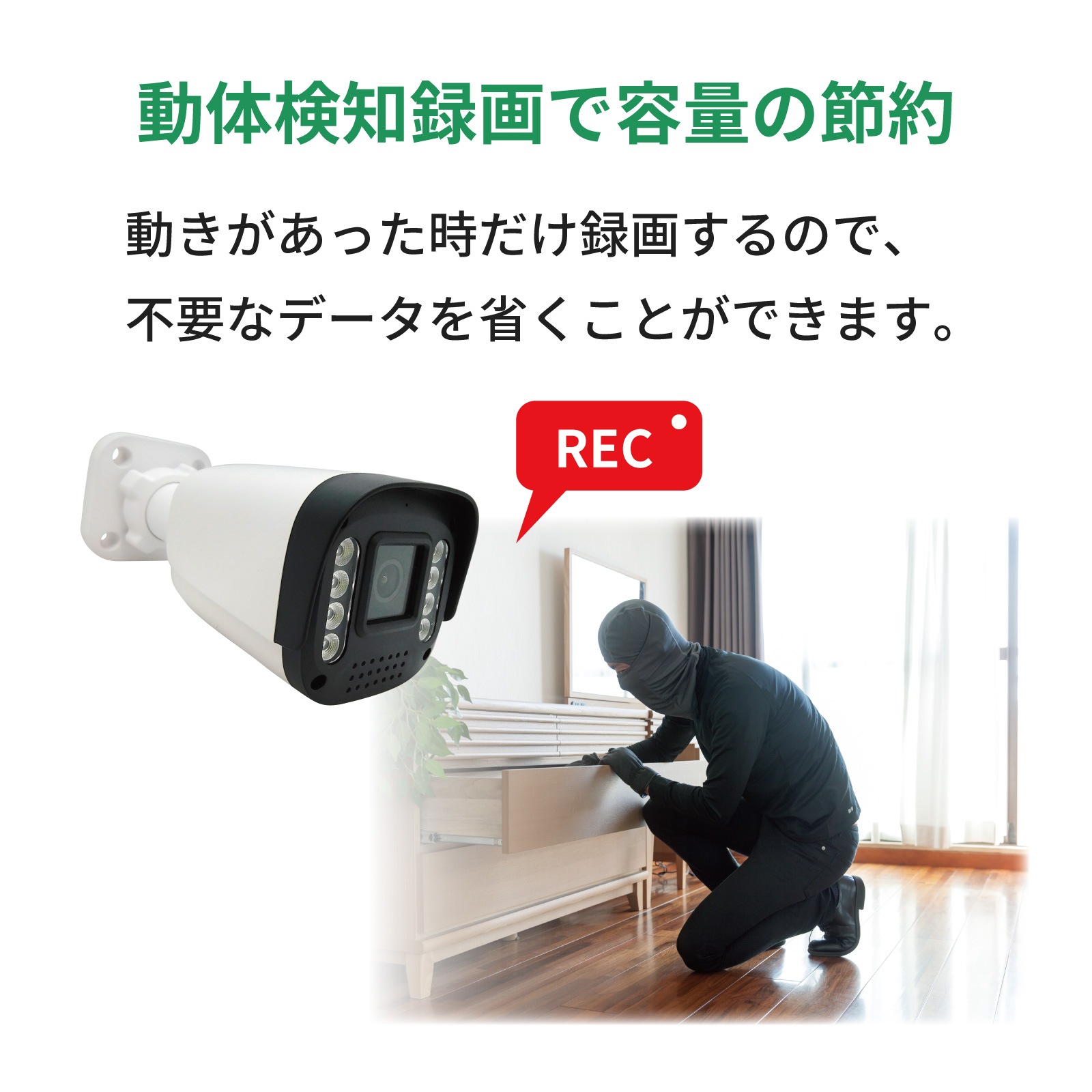 PoE給電200万画素カメラ(1台)HDD(500GB)付き [SEC-N-1P-500] | PoE接続