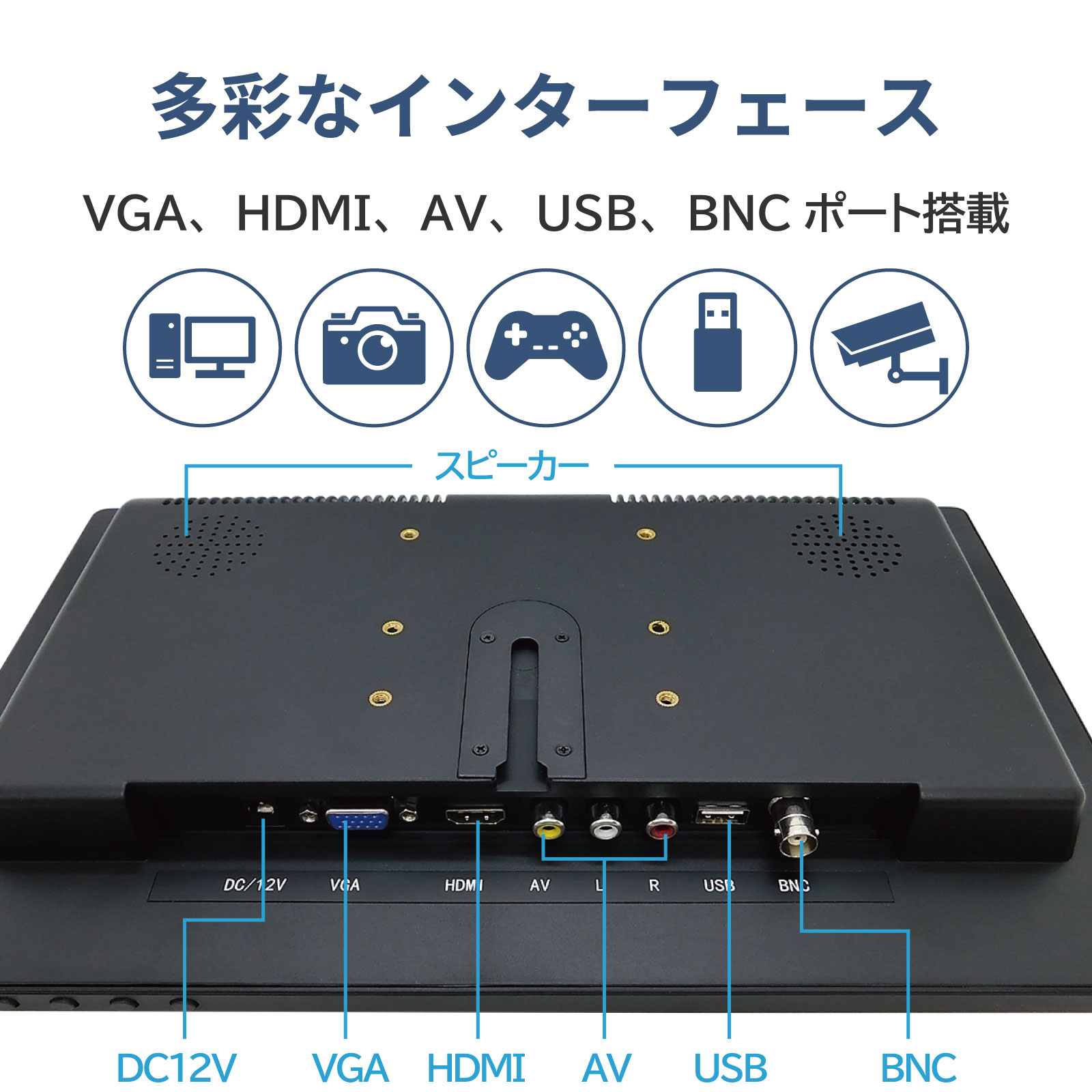 ポータブルモニター 13.3インチ 1920×1080PFHD HDMI VGA AV等 BNC VESA