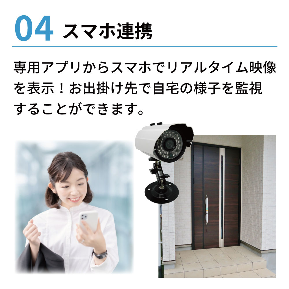 30万画素屋外型防犯カメラ4台セット [SEC-S-4C-W] | 有線（アナログ