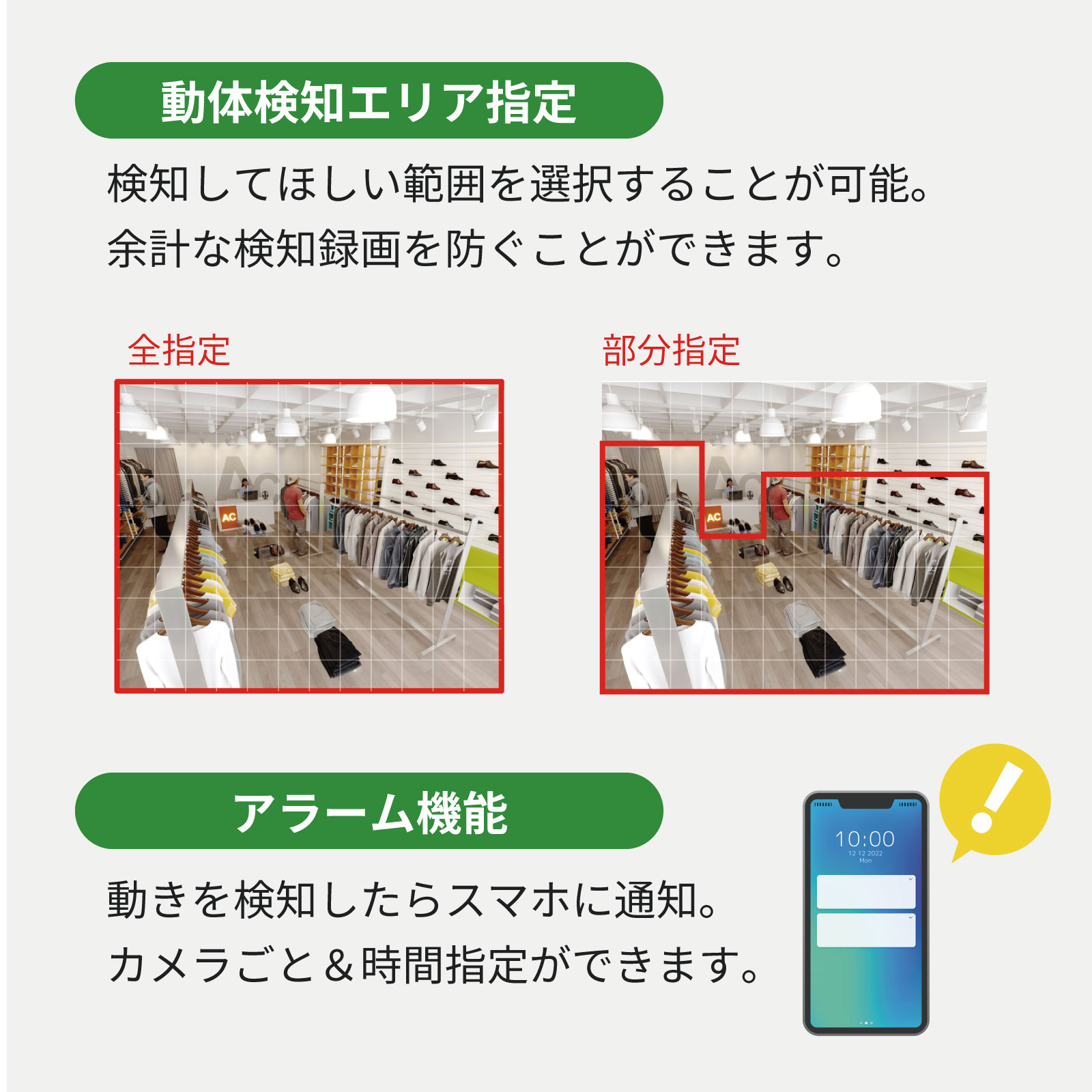 PoE給電800万画素防犯カメラ（4台）・録画機 （8TB付）・15.6インチ