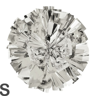 Sサイズ 単色ポンポン 銀（シルバー） 持ち手ひも付 | ポンポン,S