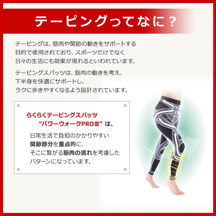 らくらくテーピングスパッツ パワーウォークプロ III mサイズ らくらく テーピングスパッツ パワーウォークプロIIIへの
