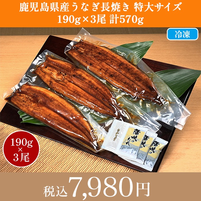 鹿児島県産うなぎ長焼き特大サイズ 3尾セット