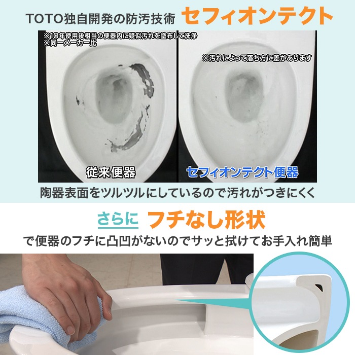 TOTOトイレリフォーム 洋→洋 ウォシュレット (ノズルきれい・W保温機能付き)