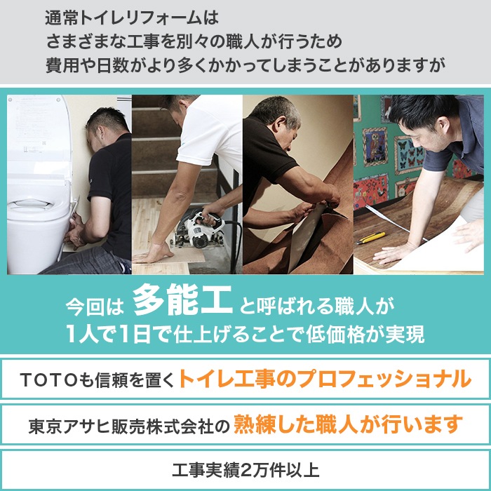 TOTOトイレリフォーム 洋→洋 ウォシュレット (ノズルきれい・W保温機能付き)