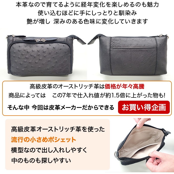 大幅お値下げ！日本製高級☆オーストリッチ本革ハンドバッグ 甘く