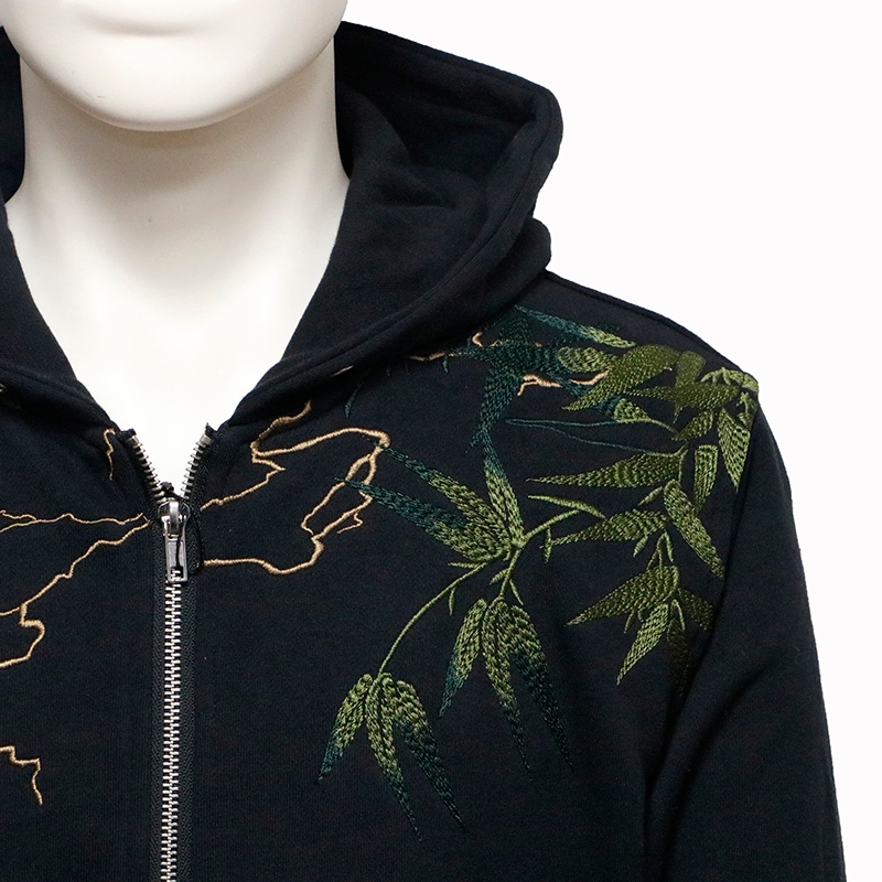 KRY 虎刺繍セーラー襟ジップアップパーカー WESTSEA パーカー 和柄ジップパーカー(富士×舞妓・龍虎・白熊