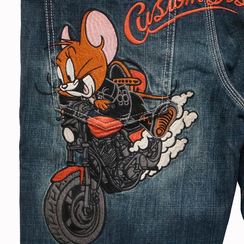VANSON×トム＆ジェリー TOM＆JERRY 刺繍 デニムパンツ （ TJV-2333