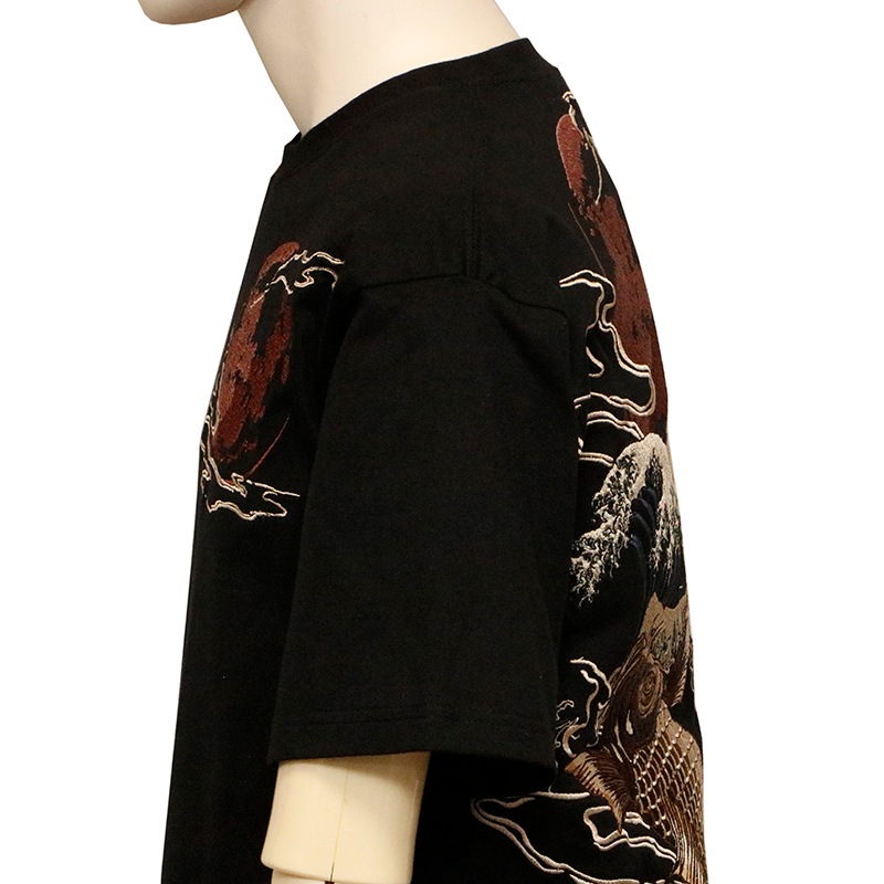 45R 海ものがたり　鯉のぼり　半袖Tシャツ 絡繰魂 粋 からくりだましい いき 昇り鯉 柄 刺繍 和柄 半袖T