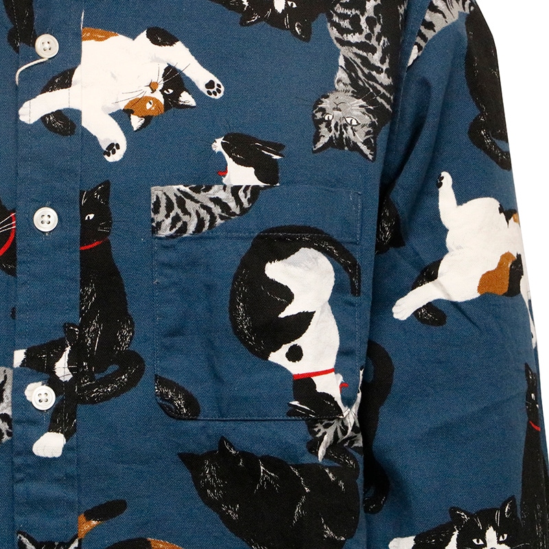 【値下げ】MAGLIANO マリアーノ 猫総柄 シャツ 長袖 つれあり CIAO ciao チャオ 長袖シャツ 黒猫 COTTON LINEN PRINT SHIRTS
