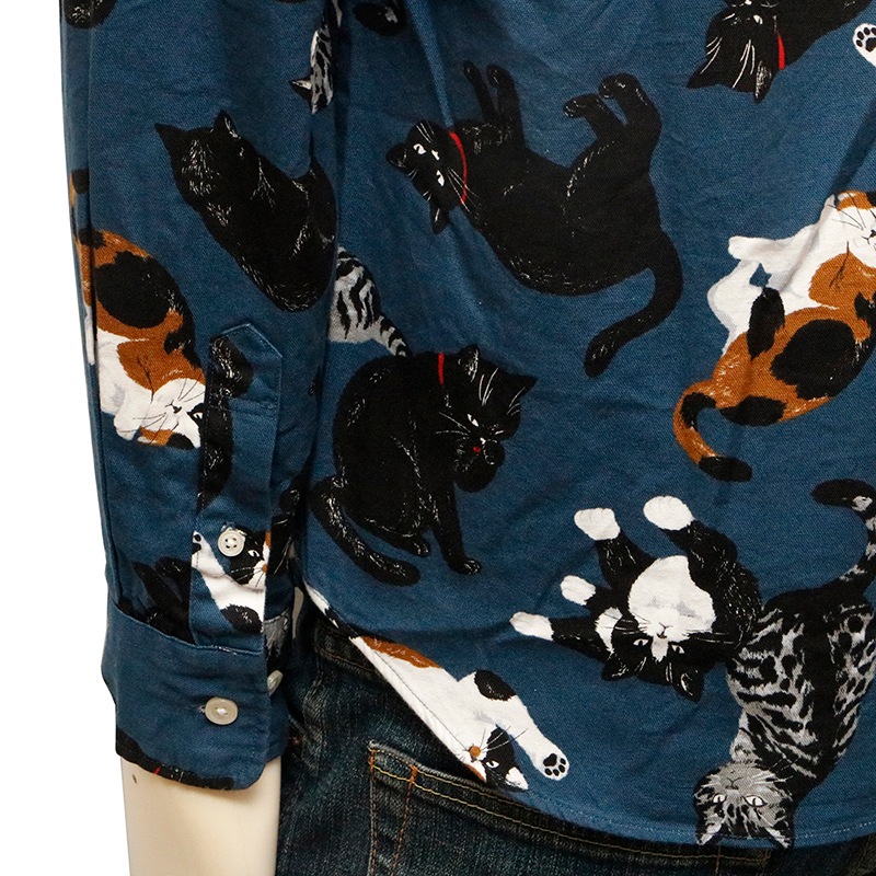 【値下げ】MAGLIANO マリアーノ 猫総柄 シャツ 長袖 つれあり SITRY シャツ MADE IN JAPAN Cat Total Pattern Shirt/日本製 猫