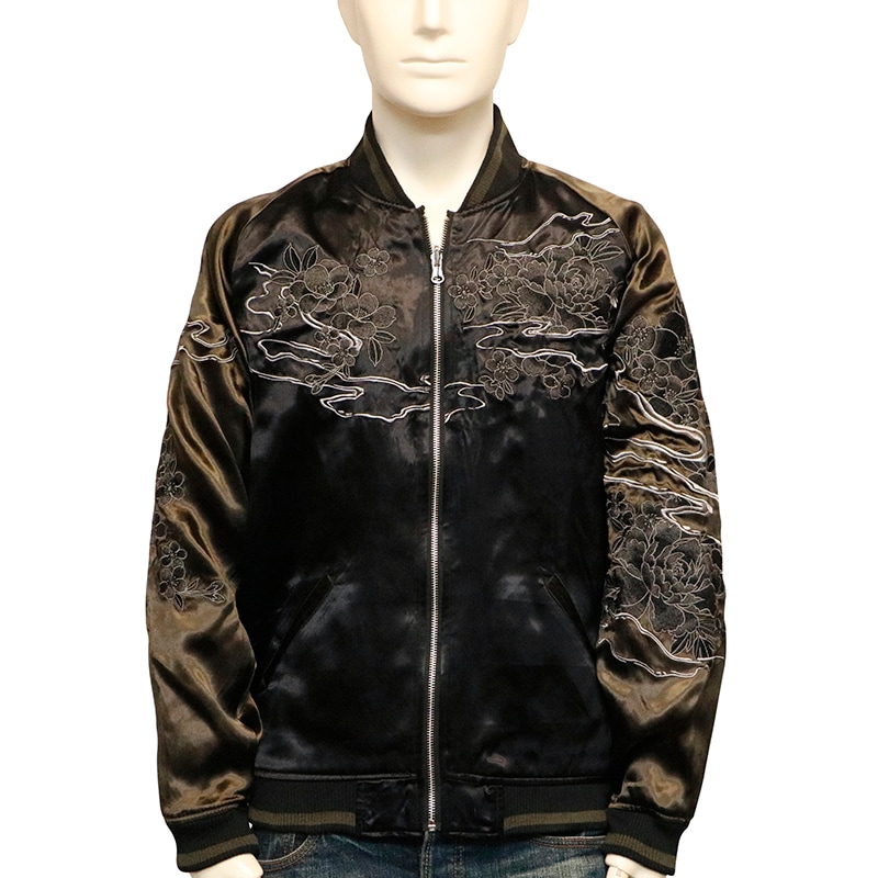 絡繰魂 粋 からくりだましい いき 雅龍牡丹 柄 刺繍 和柄 リバ－シブル